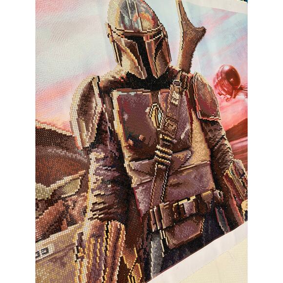 Mandalorian & Grogu Finished Partial Drill Diamond Painting 100x55cm Star Wars - Picture 2 of 13